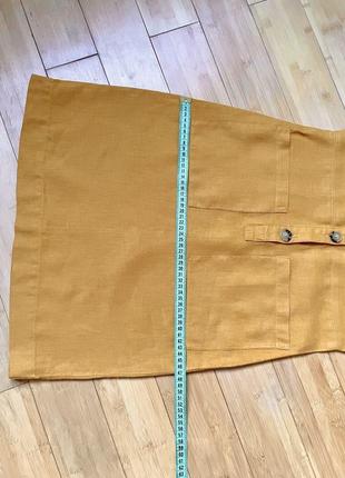 Горчичное льняное платье 7