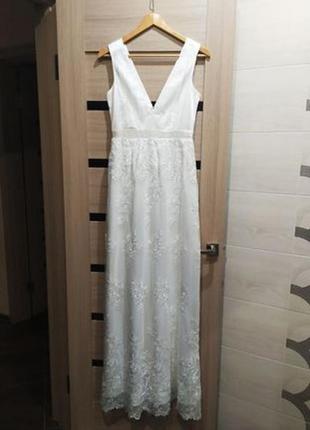 Брендова весільна сукня  італія атлас ажур chiara forthi4 фото