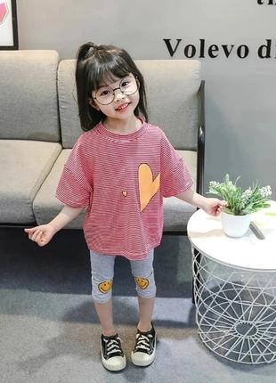 Стильные костюмы с бриджами, велосипедки и футболка костюм детский