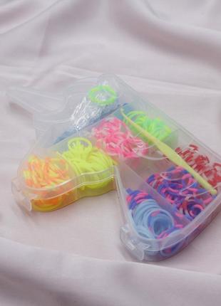 Резинки для плетения 7 цветов, детский набор резинок для плетения браслетов в кейсе в форме единорога3 фото