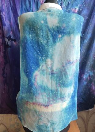 Полупрозрачная шифоновая блуза с космическим галактическим принтом космос3 фото