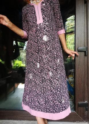 Платье с пайетками индия макси длинное в принт узор4 фото