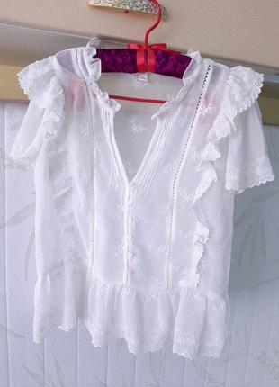 Блузка легкая с вышивкой h&amp;m р.38 165/88а8 фото