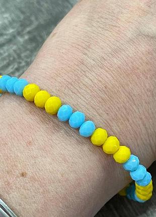 Браслет патріотичний "україна в серці" кришталь жовто-блакитний колір - оригінальний подарунок хлопцю, дівчині