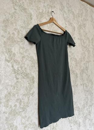Платье платье с коротким рукавом рубчик хлопок оливкового цвета платье для беременных