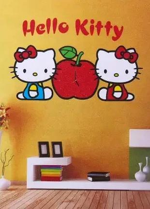Часы наклейки на стену "hello kitty"1 фото