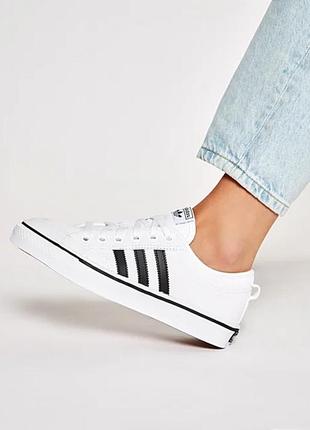 Белые текстильные коттоновые кеды adidas nizza shoes white 38-38,5 размер