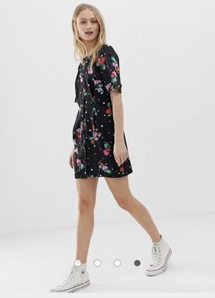 Платье атласное цветочный принт asos1 фото