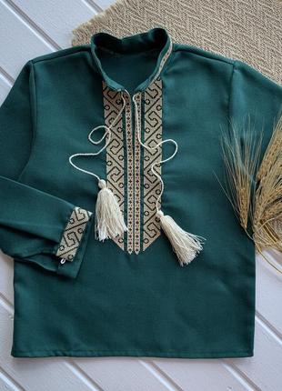 Сорочка вишиванка хакі для хлопчика