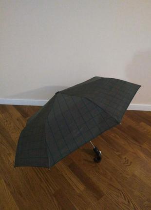 Чоловічий парасольку-напівавтомат ferre milano 229с чорний в смужку бірюзову5 фото