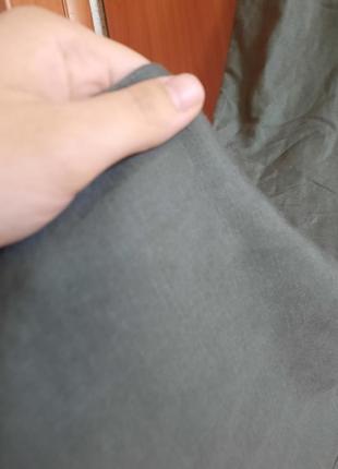 Легкі базові брюки лляні льняні штани прямого крою на літо кюлоти кольору хакі4 фото