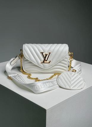 Жіноча сумка louis vuitton wave multi pochette white gold