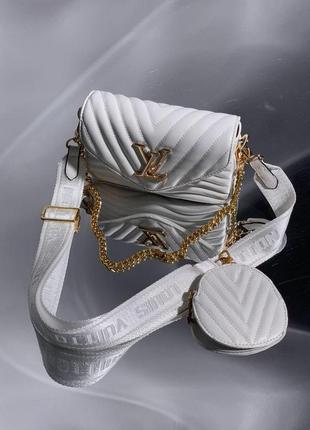 Женская сумка louis vuitton wave multi pochette white gold4 фото