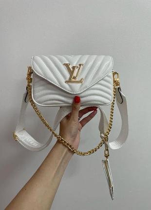 Женская сумка louis vuitton wave multi pochette white gold3 фото