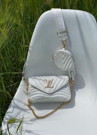 Женская сумка louis vuitton wave multi pochette white gold8 фото