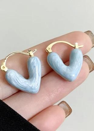 Сережки серце блакитне сердечка