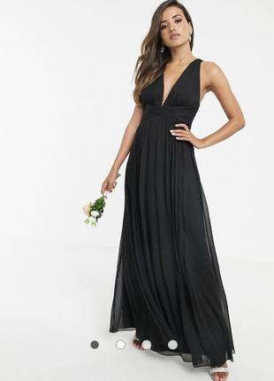 Платье макси со сборками на лифе, драпировкой и запахом на поясе asos design bridesmaid