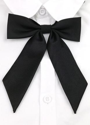 Чорний бантик вузький класичний одяг однотонний метелик на роботу офіційний одяг