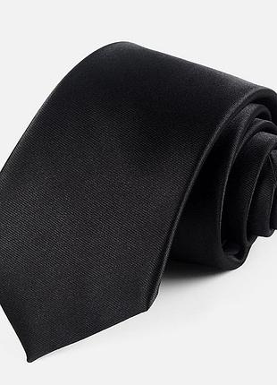 Черный галстук классический однотонный 148 см классика на работу официальная одежда