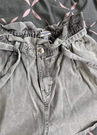Clochouse shorts фирменные брендовые шорты шортики женские летние джинсовые с поясом на резинке высокие серые с высокой посадкой2 фото