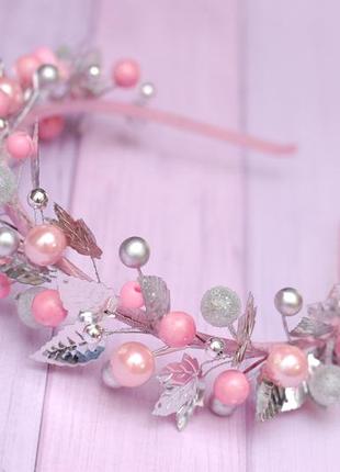 Обруч ободок розово-серебристый