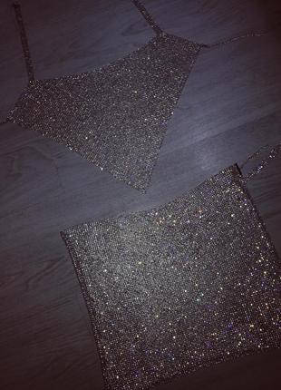 Роскошный набор комплект костюм топ юбка камны стразы люкс фотосет