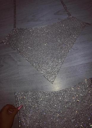 Роскошный набор комплект костюм топ юбка камны стразы люкс фотосет