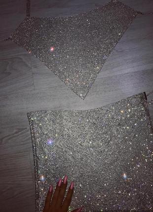 Роскошный набор комплект костюм топ юбка камны стразы люкс фотосет