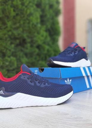 Чоловічі кросівки adidas сині з червоним / smb9 фото