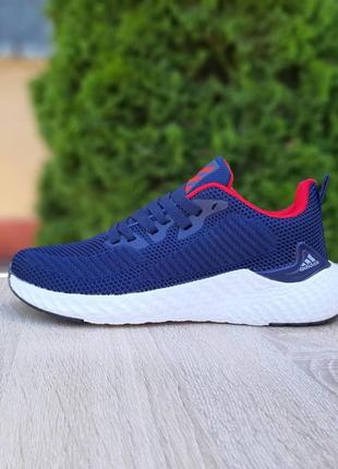 Чоловічі кросівки adidas сині з червоним / smb5 фото