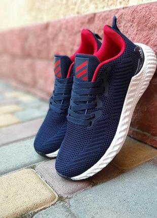 Чоловічі кросівки adidas сині з червоним / smb4 фото