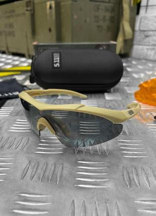Тактические баллистические защитные очки 5.11 five eleven 3 линзы койот2 фото