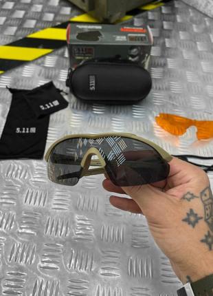 Тактические баллистические защитные очки 5.11 five eleven 3 линзы койот5 фото