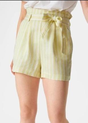 Clockhouse женские летние шорты шортики с поясом бермуды льняные в полоску полоска от c&amp;a
