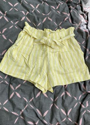Clockhouse женские летние шорты шортики с поясом бермуды льняные в полоску полоска от c&amp;a2 фото