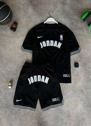 Чоловічий літній костюм jordan чорний | шорти + футболка джордан