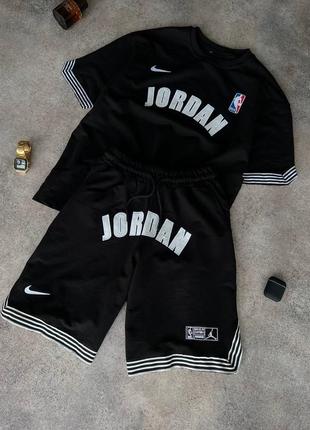 Чоловічий літній костюм jordan чорний | шорти + футболка джордан2 фото