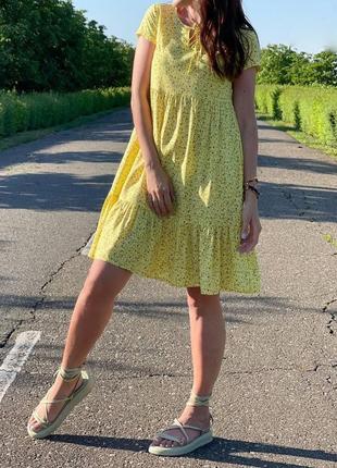 Плаття жіноче жовте коротке платье женское желтое короткое осенние весенние летние осіннє весняне літнє1 фото