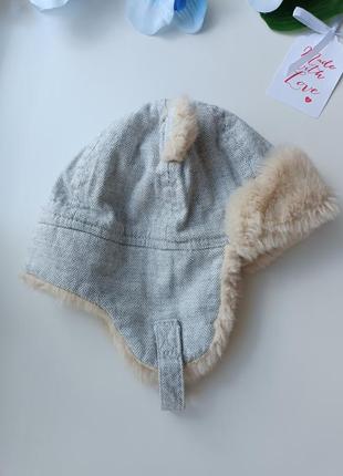 Теплая зимняя шапка шлем для новорожденных3 фото