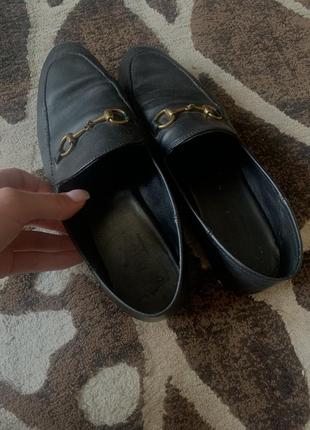 Лоферы gucci чорні шкіряні туфлі класичні3 фото