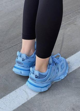 Кроссовки в стиле balenciaga track 3.0 light blue женские премиум качество5 фото