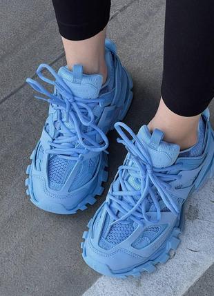 Кроссовки в стиле balenciaga track 3.0 light blue женские премиум качество3 фото