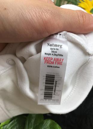 Белый бодик на 0-1 мес 3