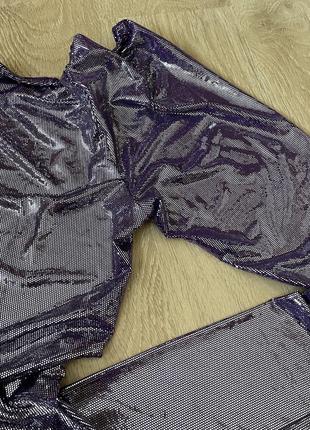Штани диско жіночі лосини фіолетові блискучі на резинці косплей cosplay2 фото