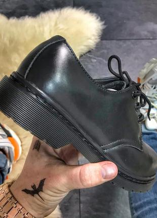 Dr martens 1461 mono black, чоловічі чорні шкіряні туфлі мартінс, класика6 фото