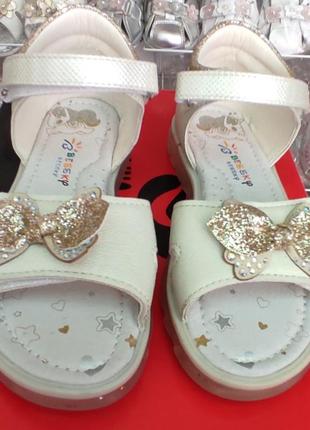 Детские босоножки сандалии для девочки золотые с бантиком 29 размер4 фото