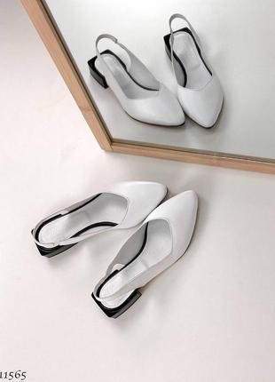 Босоножки мюли сандали с закрытым носком натуральная кожа туфли белые4 фото