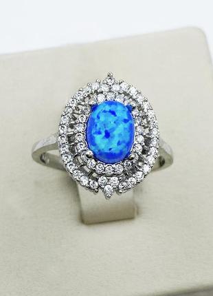 Каблучка срібна з синім опалом 18,5 2,99 г