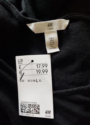 Льняная 100 % лен черная базовая футболка h&amp;m6 фото