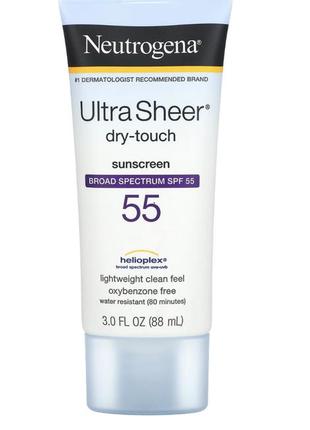 Neutrogena ultra sheer, невидимый сухой на ощупь солнцезащитное средство, spf 55, 88 мл. ausa